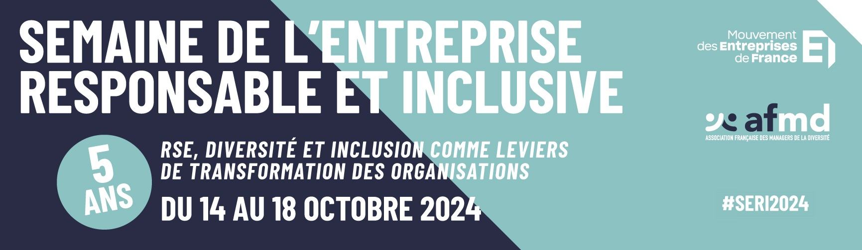 Bandeau Semaine de l'entreprise responsable et inclusive, du 14 au 18 octobre