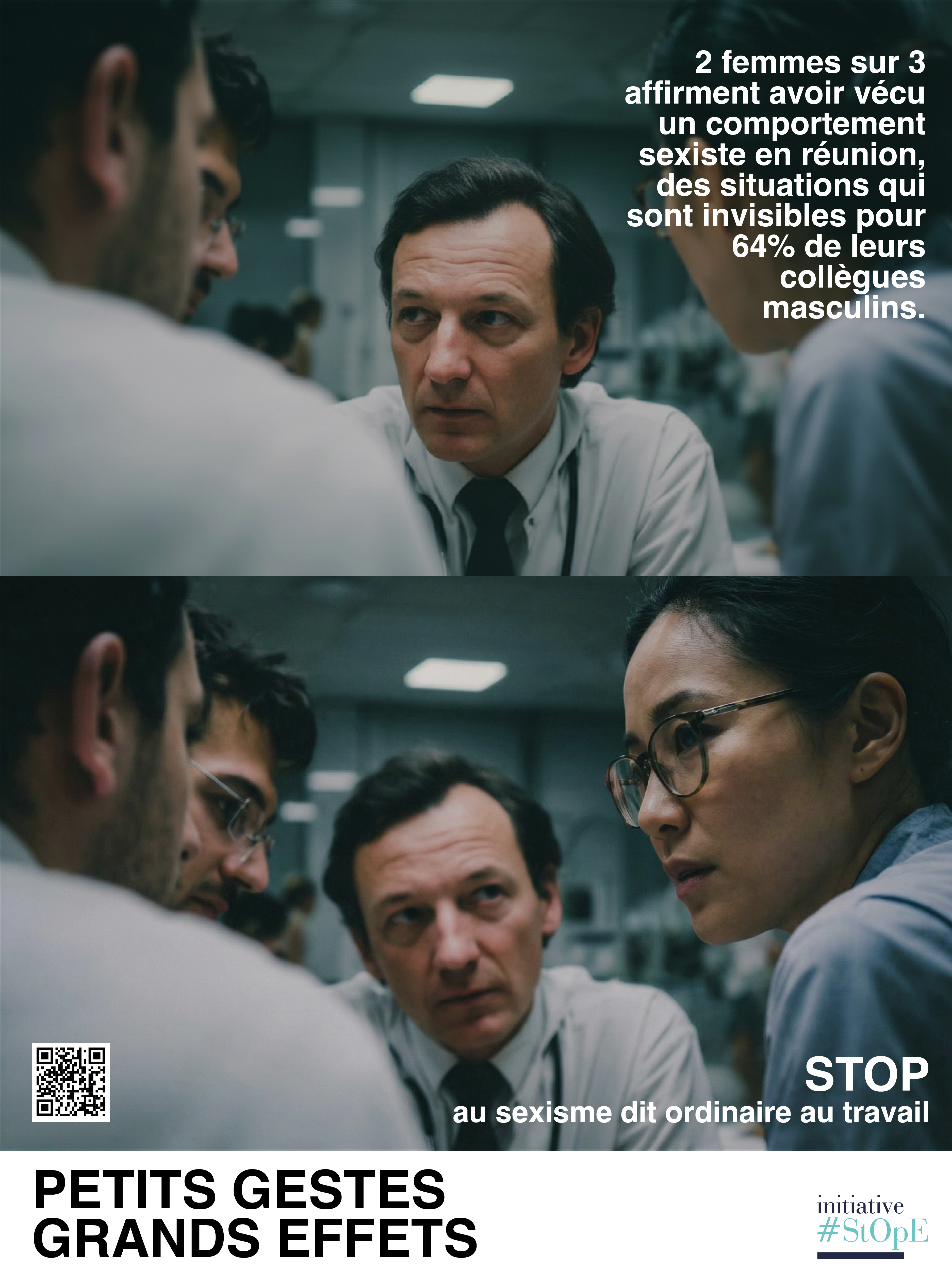 2 femmes sur 3 affirment avoir vécu un comportement sexiste en réunion, des situations qui sont invisibles pour 64% de leurs collègues masculins.